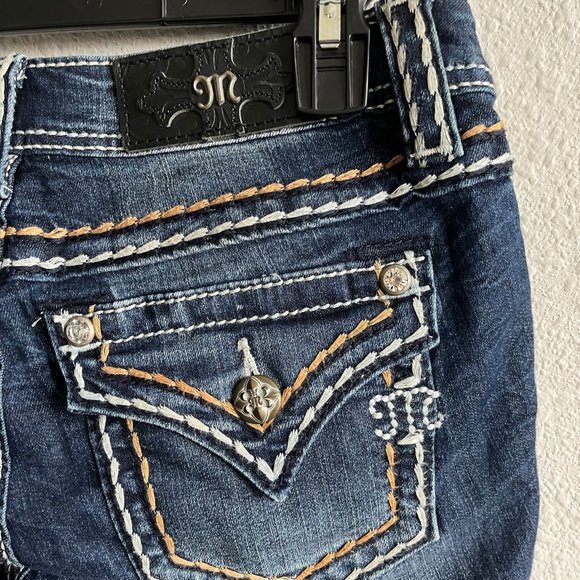 NWOT Miss Me Dark Wash Skinny Stitch Jeans Size 27 Style JS5014S195 - Picture 12 of 15